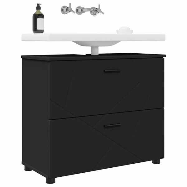 vidaXL Bathroom Cabinet with Drawer Black 30.12 x 13.78 x 25.20 in