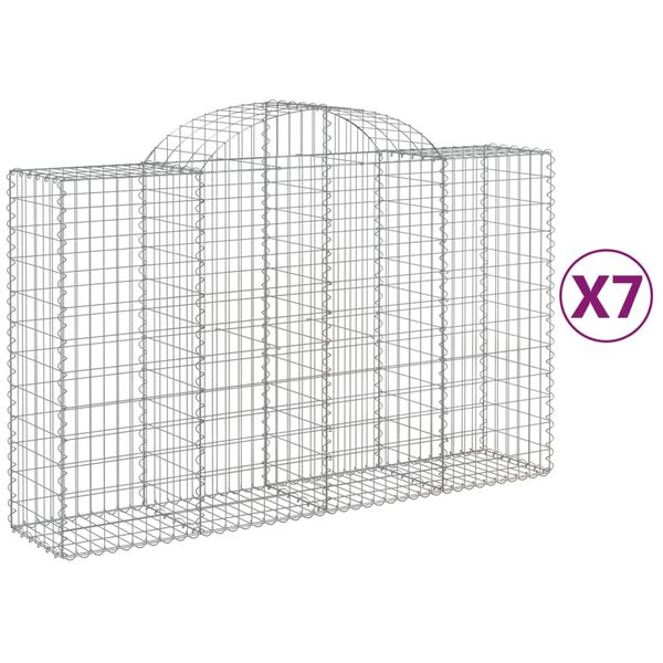 vidaXL Gabion Basket Set of 7 Silver Galvanized iron Large