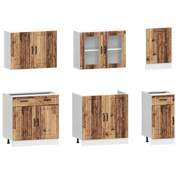 vidaXL Kitchen Cabinet Set Old wood Engineered wood and glass Large
