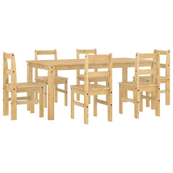 vidaXL Dining Set Honey wax finish Solid Pine Wood Large Simple