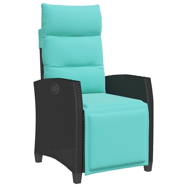 vidaXL Reclining Garden Chair Black Poly Rattan Standard