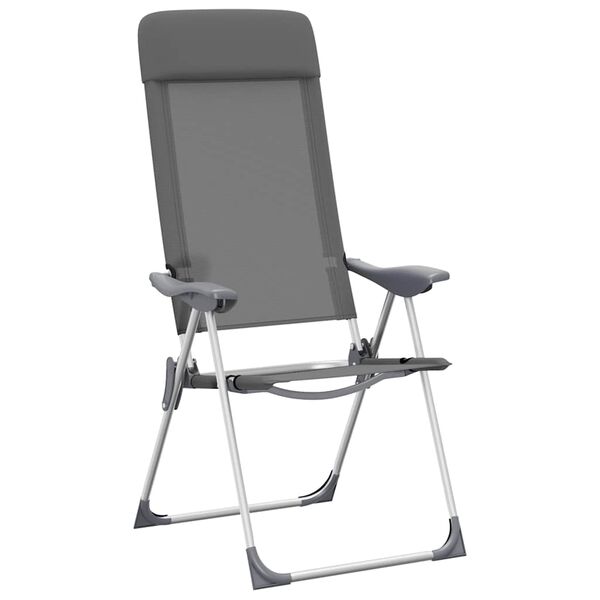 vidaXL Folding Camping Chairs 2 pcs Gray Aluminum