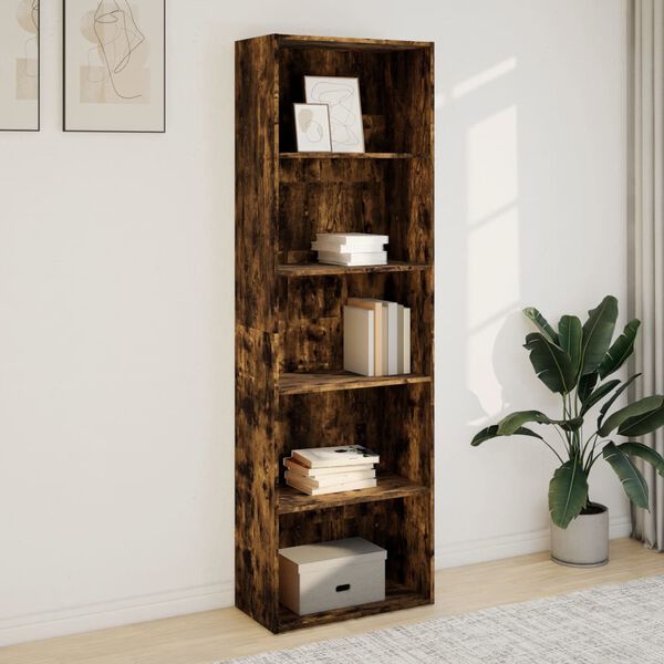 vidaXL Bookcase Smoked oak Engineered wood 23.6x11.8x74.4 in Bookcase