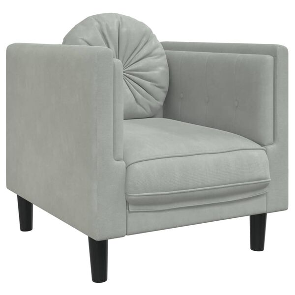 vidaXL Sofa Set Light grey Velvet (100% polyester), plywood, solid wood