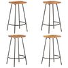 vidaXL Bar Stool Set of 4 natural wood and black