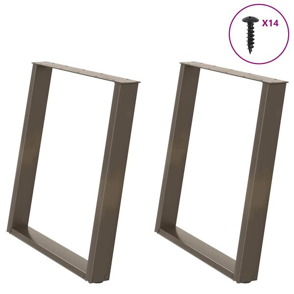 vidaXL Dining Table Legs U-Shaped 2 pcs Natural Steel 31.5x(28.3-28.7)" Steel