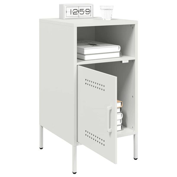 vidaXL Bedside Cabinet Set of 2 White Cold-rolled Steel Medium