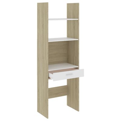 vidaXL Book Cabinet White and Sonoma Oak 23.6"x13.8"x70.9" Chipboard