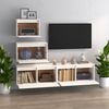 vidaXL TV Cabinet Set of 4 White Solid Pine Wood Small TV Cabinet