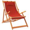 vidaXL Folding Beach Chair Set of 2 Red Solid eucalyptus wood, Polyester