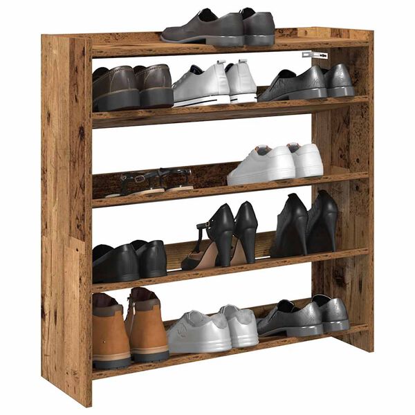 vidaXL Shoe Rack Old Wood Engineered Wood Compact Shoe Rack