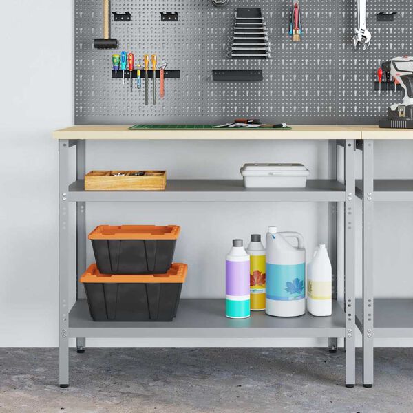 vidaXL Work Table Gray 100 x 55 x 85 cm Steel and Engineered Wood