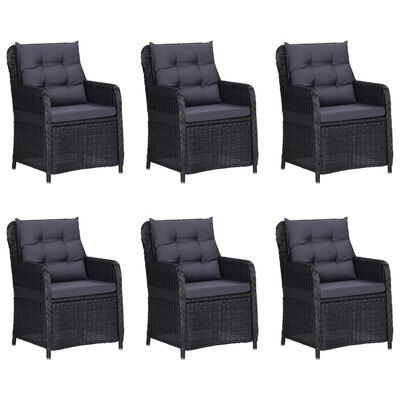 vidaXL 7 Piece Patio Dining Set Poly Rattan Black