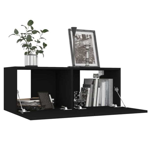 vidaXL TV Cabinet Black Engineered Wood Large TV Cabinet Rectangular