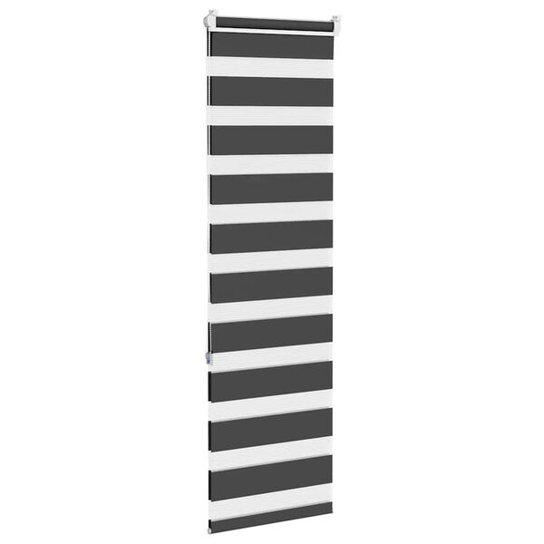 vidaXL Zebra Blind Black 100% Polyester 17.7 x 59.1 in Tiltable