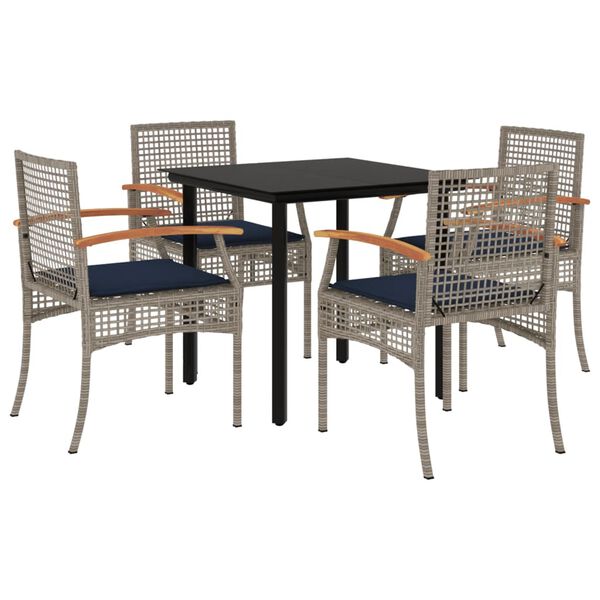 vidaXL Patio Dining Set Set of 4 Black, Grey, Navy Blue