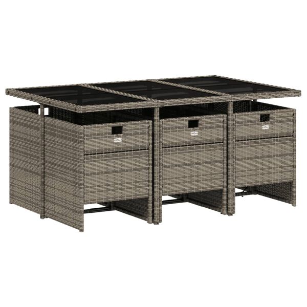 vidaXL Patio Dining Set Set of 6 Grey