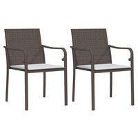 vidaXL Patio Chairs with Cushions 2 pcs Brown 22"x23.2"x33.1" Poly Rattan