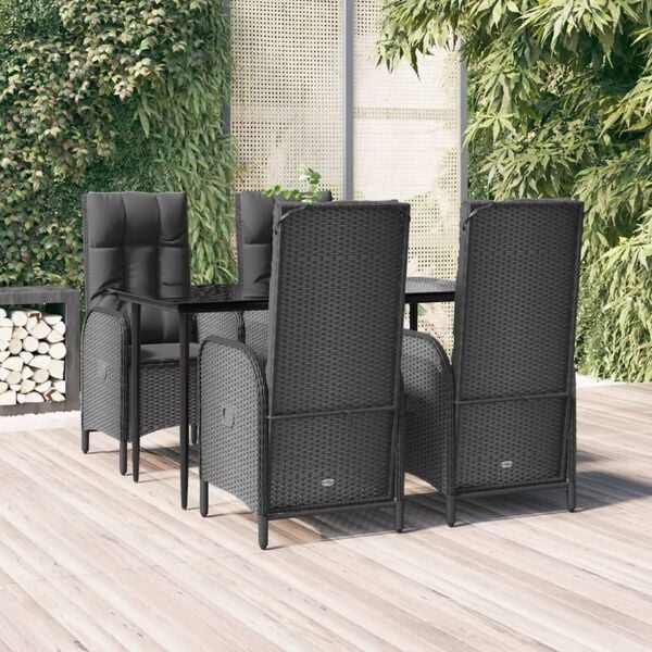 vidaXL Patio Dining Set Black