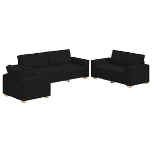 vidaXL Sofa 3 pcs Black 86.61 x 31.50 x 33.07 in Linen-blend Fabric