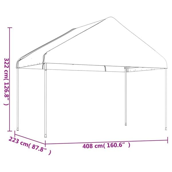 vidaXL Gazebo With Roof White PE (Polyethylene), Steel Large Durable