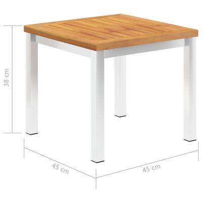 vidaXL Patio Side Table 17.7"x17.7"x15" Solid Acacia Wood and Stainless Steel