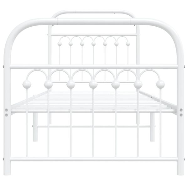 vidaXL Bed Frame White Steel Twin Bed Frame Rectangular Traditional