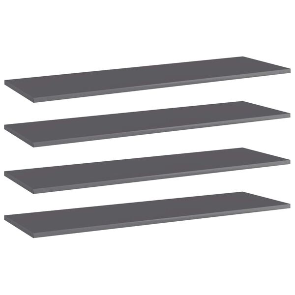 vidaXL Shelf Set of 4 High Gloss Grey Engineered Wood 39.4 x 11.8 in