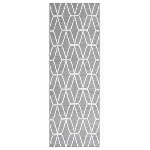 vidaXL Outdoor Rug Gray Polypropylene 31.5 x 98.4 in Decorative Inlays