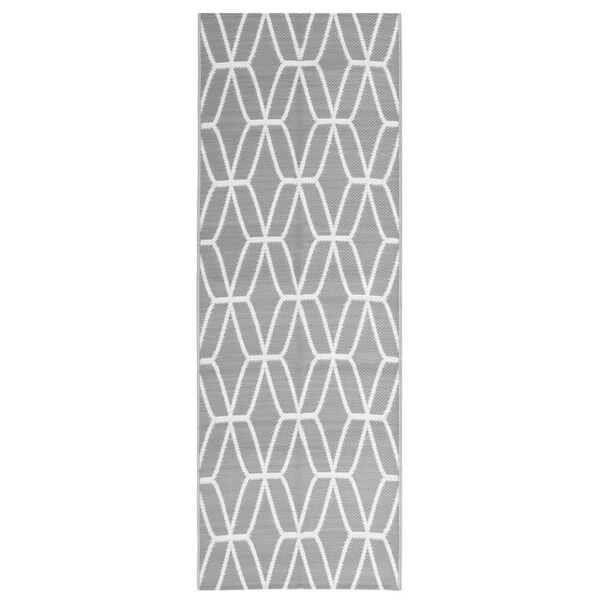 vidaXL Outdoor Rug Gray Polypropylene 31.5 x 98.4 in Decorative Inlays