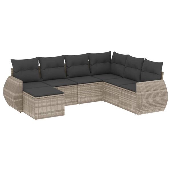 vidaXL Garden Sofa Set Light Grey PE Rattan, Powder-Coated Steel Medium