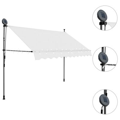 vidaXL Manual Retractable Awning with LED 118.1" Cream