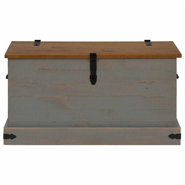 vidaXL Storage Chest Grey Solid pine wood, metal Medium Storage Chest