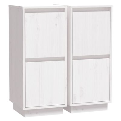 vidaXL Sideboards 2 pcs White 12.4"x13.4"x29.5" Solid Wood Pine