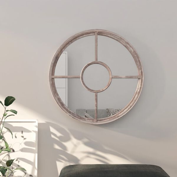 vidaXL Mirror Sand Iron Medium Decorative Inlays Mirror Round