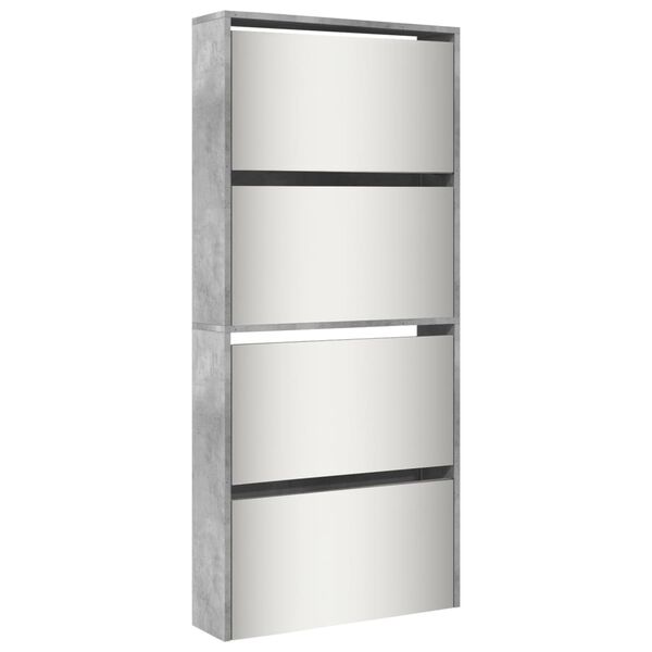 vidaXL Shoe Cabinet Concrete Grey Engineered wood, glass
