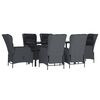 vidaXL Garden Dining Set Dark Grey Poly Rattan Large Adjustable Armrests