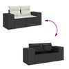 vidaXL Garden Sofa Set Black PE Rattan Large Adjustable Armrests