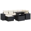 vidaXL Garden Sofa Set Black PE Rattan 7-Piece Adjustable Feet