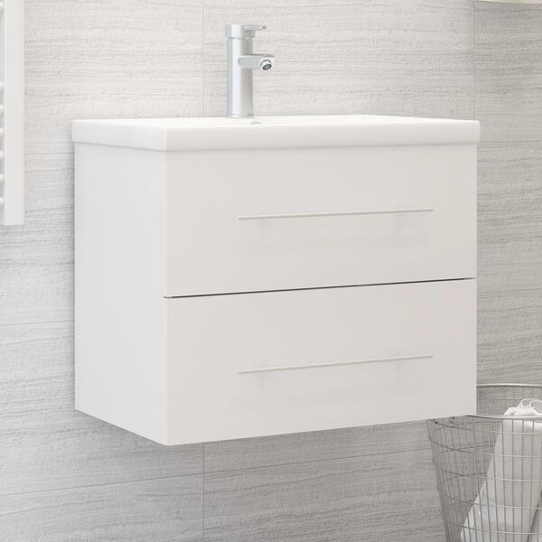 vidaXL Sink Cabinet With Basin White Engineered wood Compact Storage
