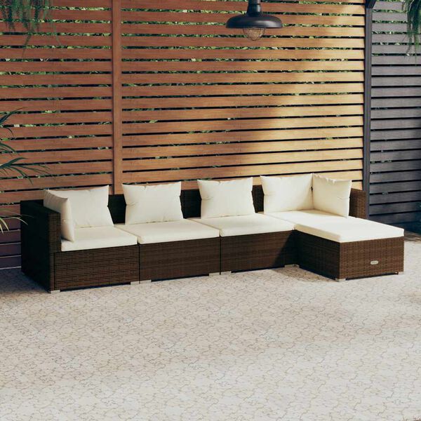 vidaXL Patio Lounge Set Brown, Cream