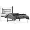 vidaXL Bed Frame Black Powder-Coated Steel Twin Bed Frame Rectangular