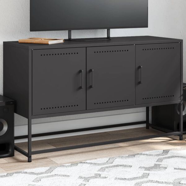 vidaXL TV Cabinet Black Steel 39.6 x 15.4 x 23.8 in TV Cabinet