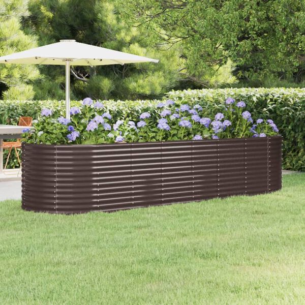 vidaXL Garden Raised Bed Brown Powder-coated steel 126.8 x 39.4 x 26.8 in