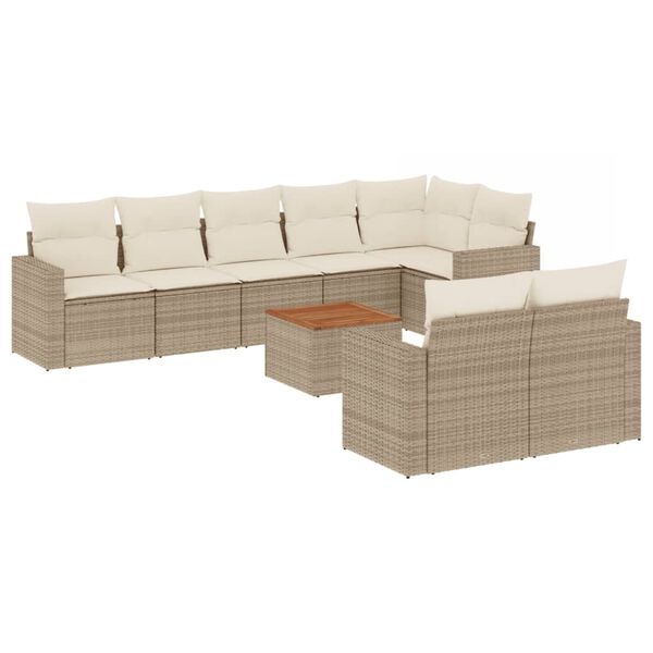 vidaXL Garden Sofa Set Beige PE rattan Large Modular Garden Sofa Set