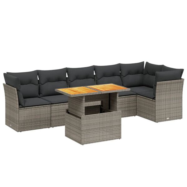 vidaXL Garden Sofa Set Grey, Dark grey cushions