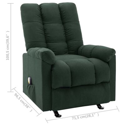vidaXL Massage Reclining Chair Dark Green Fabric