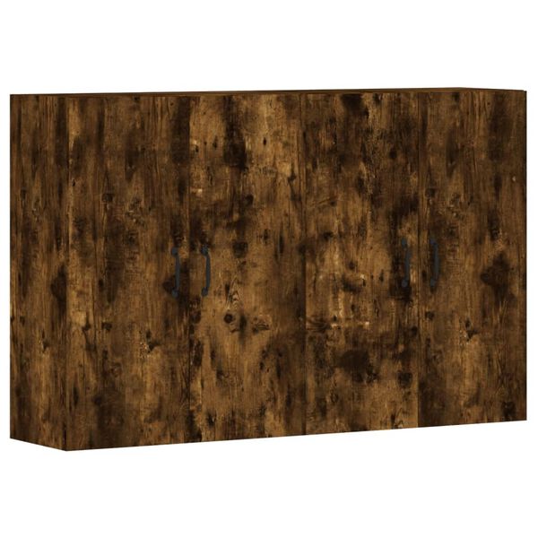 vidaXL Wall Mounted Cabinet Set of 2 Smoked Oak Engineered Wood, Metal