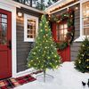 vidaXL Artificial Pre-lit Christmas Tree Green 82.68 in PVC