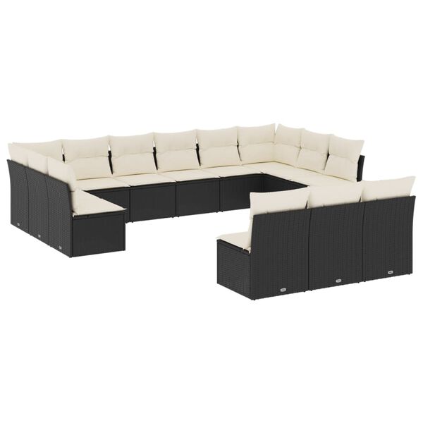 vidaXL Garden Sofa Set Black, Cream White
